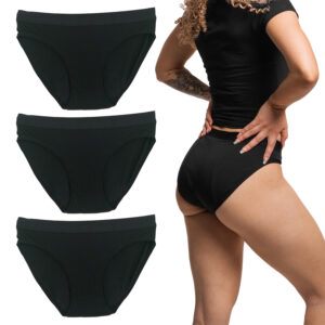 Cotton Period Panties Bikini Black - Pack of 3